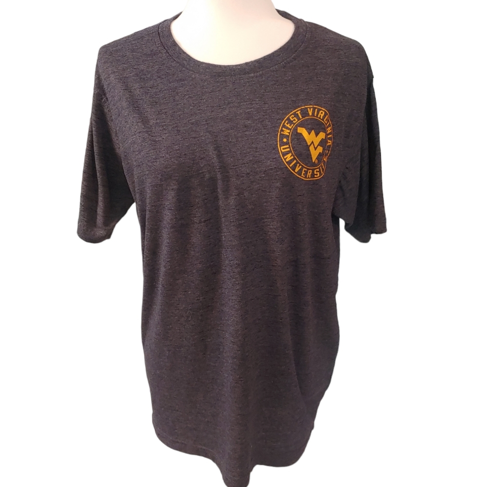 CHAMPION West Virginia Mountaineers WVU Navy Blue-Gray Heather Tee Size Large